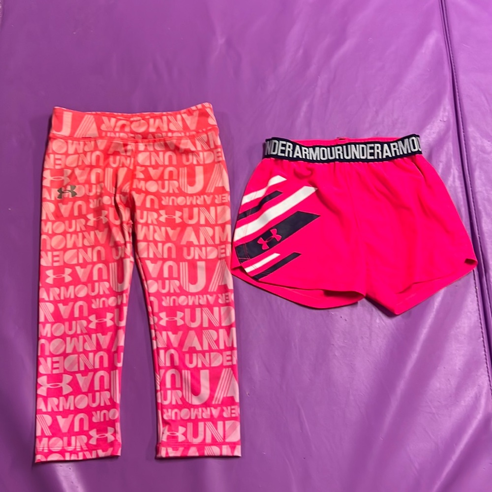 Youth size 6 Under Armour shorts and capris.